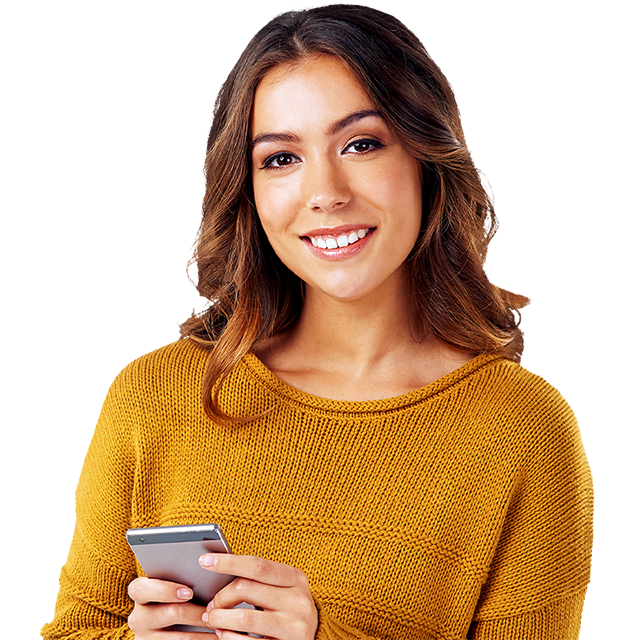 woman using app on phone