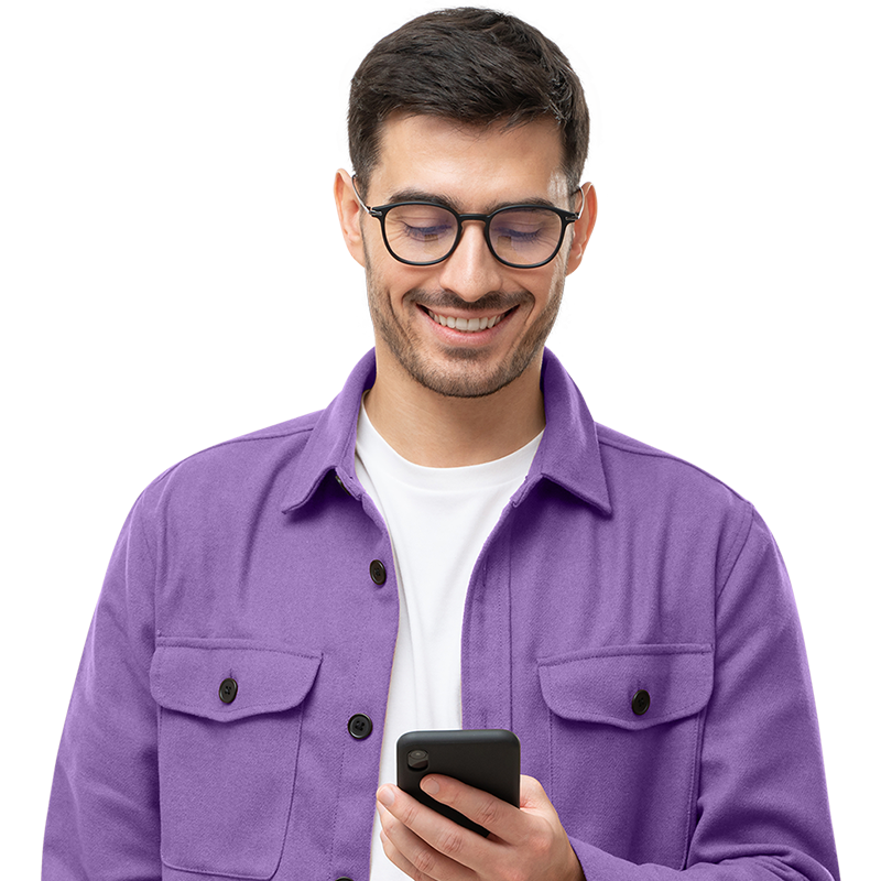 man working on phone