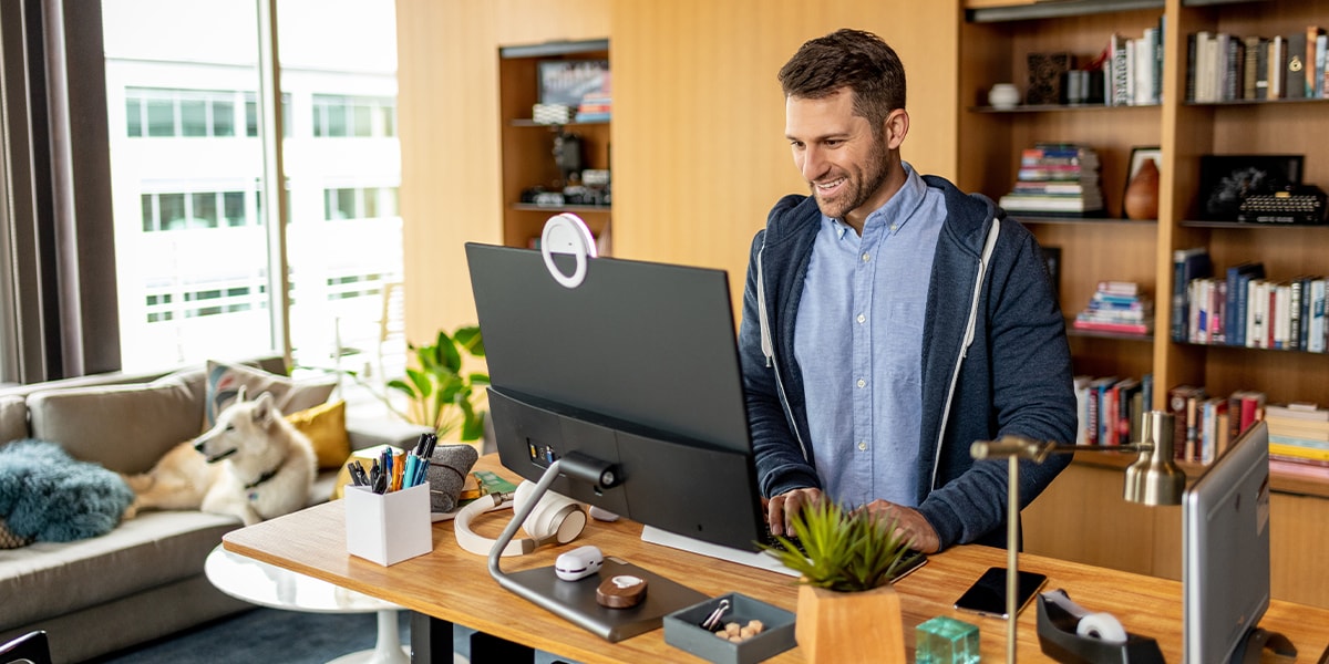man working on desktop