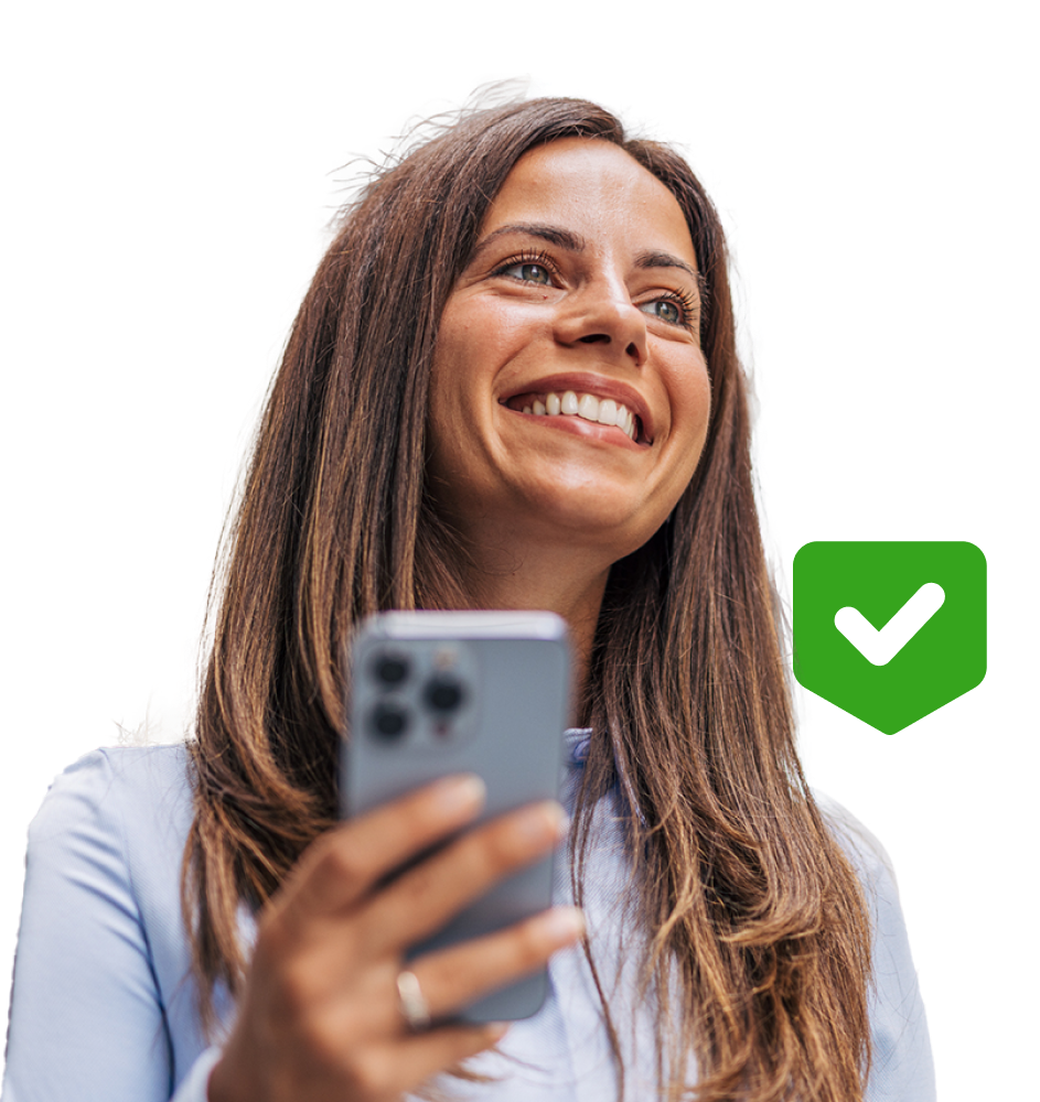 A woman happy that the message has been received