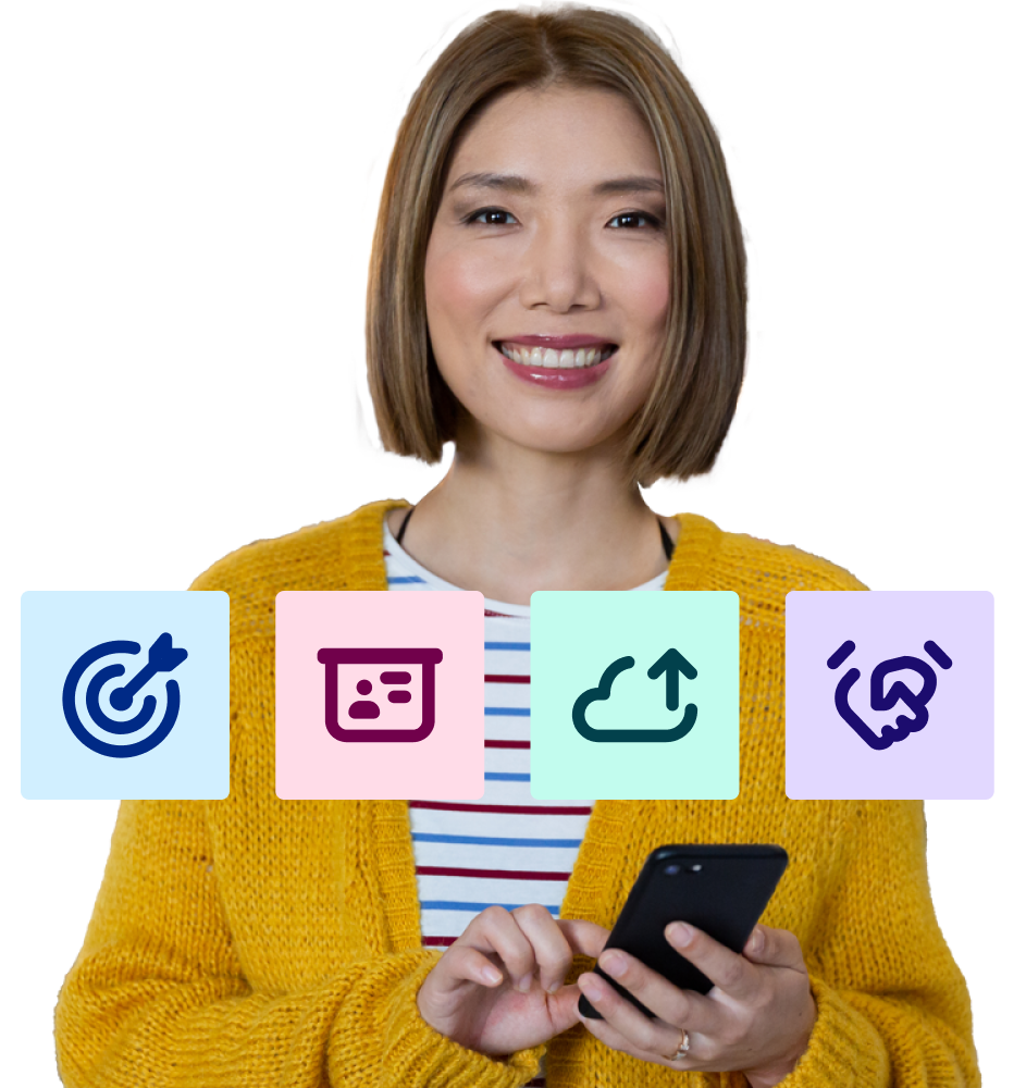 Woman with her connected apps