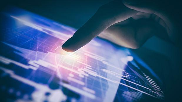 Finger touching a device screen