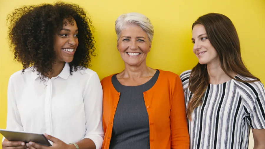 three women smiling