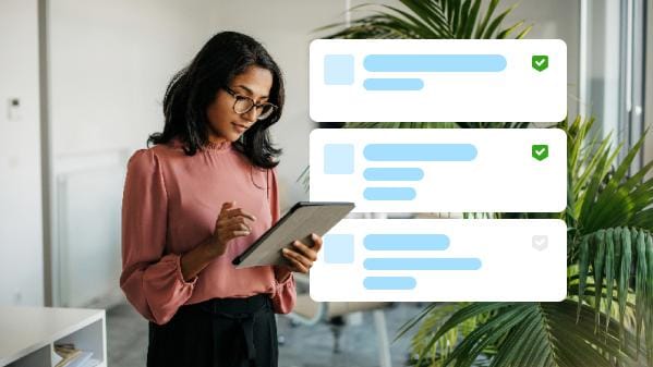 graphic of woman using app