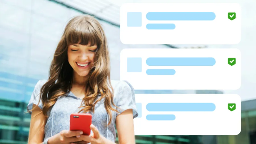 woman using app
