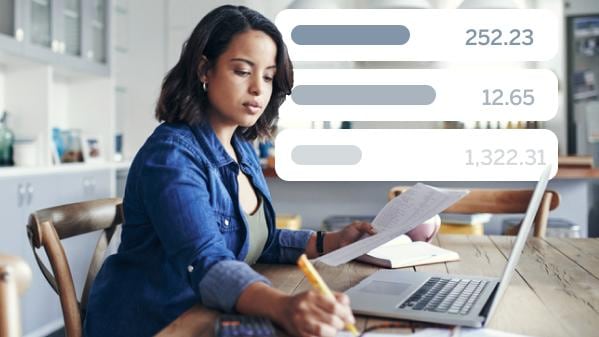 woman using computer