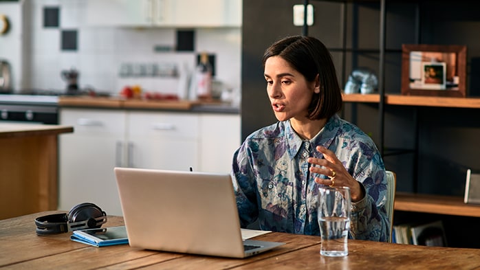 business professional on video call