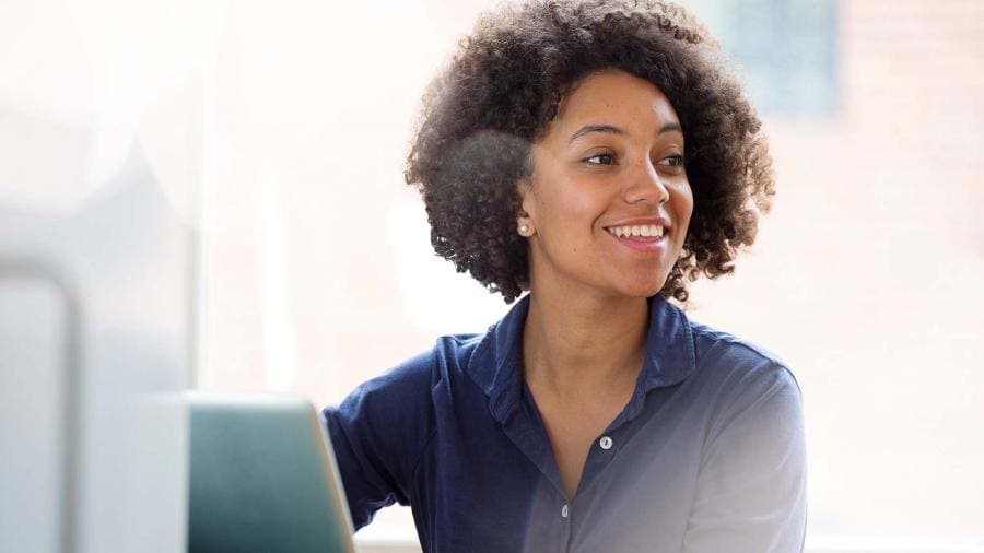 woman using computer