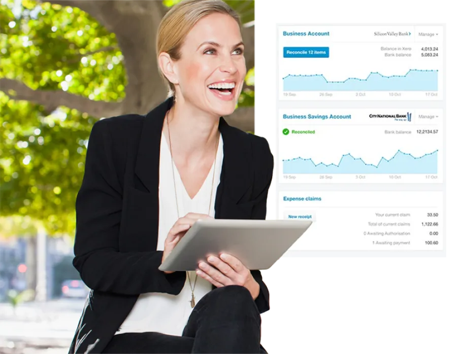 Woman on tablet using the Xero app integration