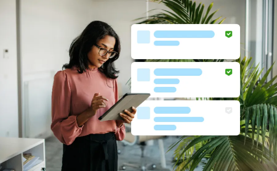 woman using program on ipad