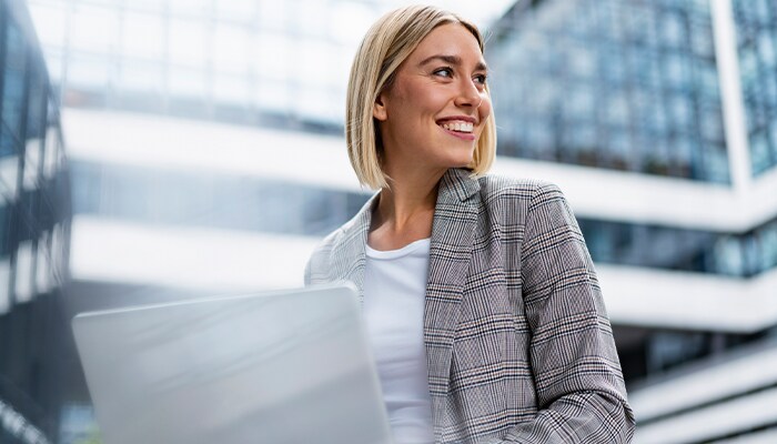 business professional using laptop