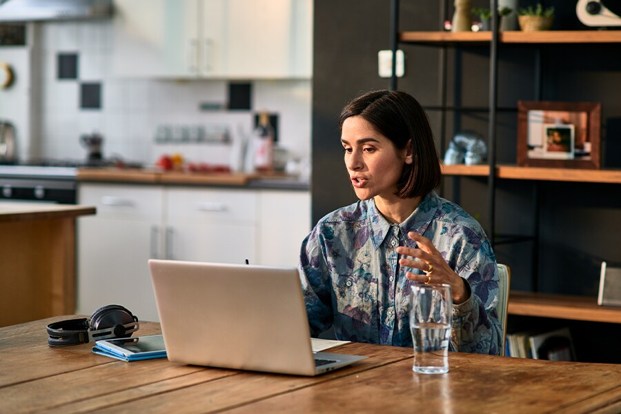 business professional in virtual meeting