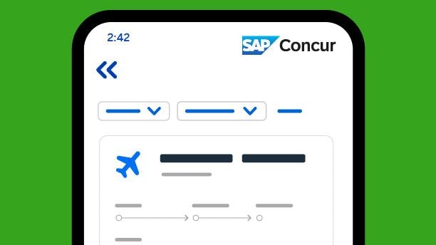 screenshot of concur travel page
