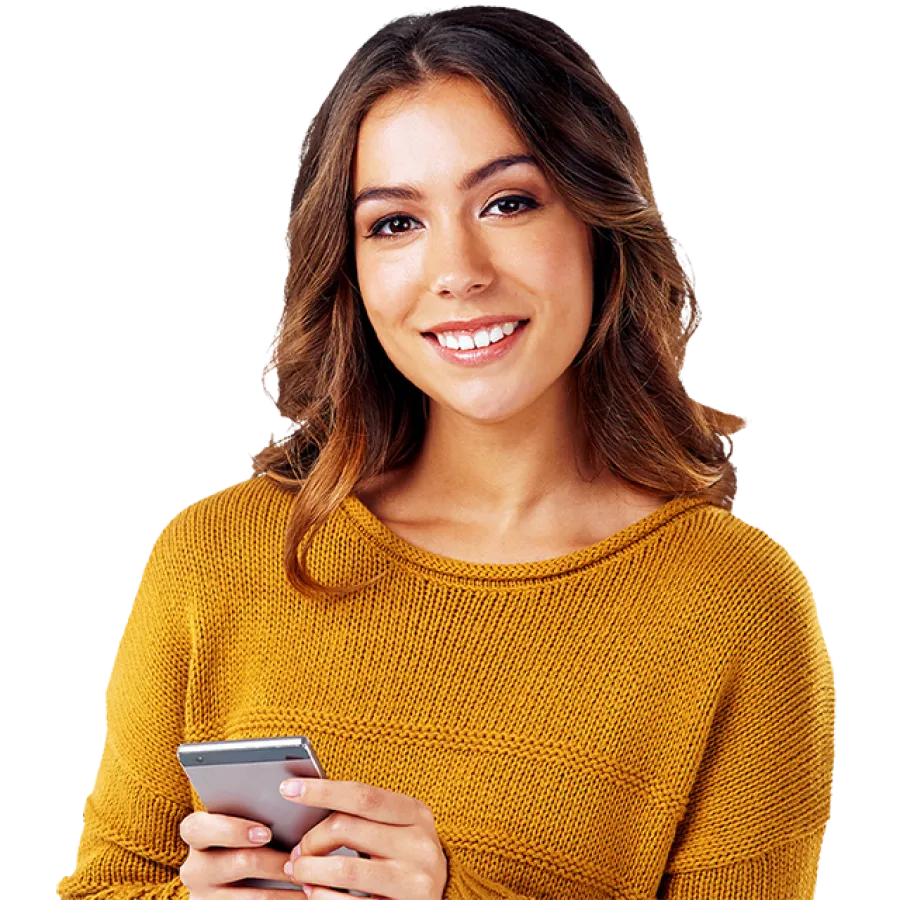 woman using app on phone