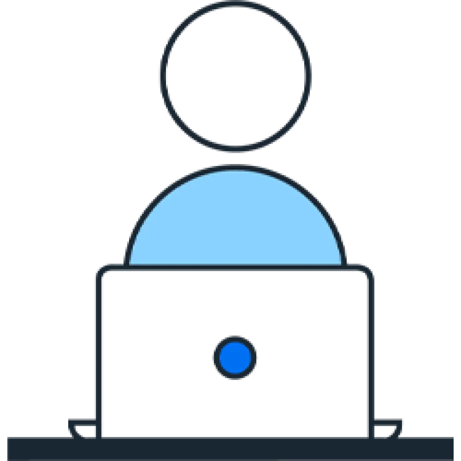Person with computer pictogram