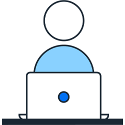 Person with computer pictogram