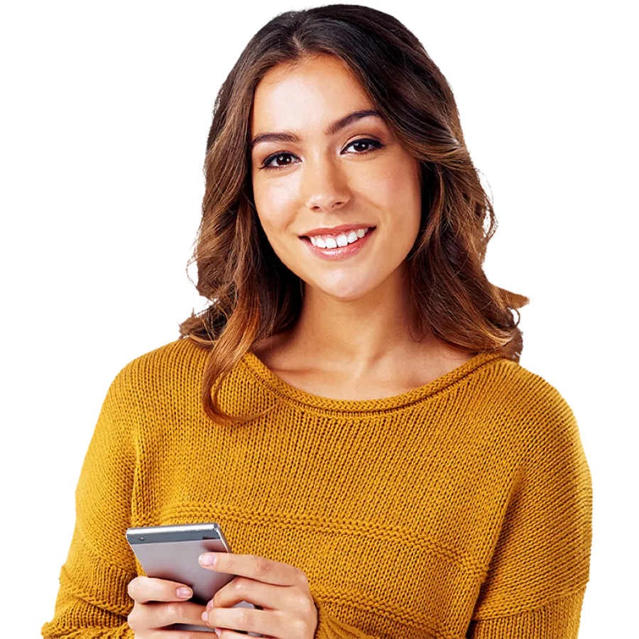 Woman holding phone