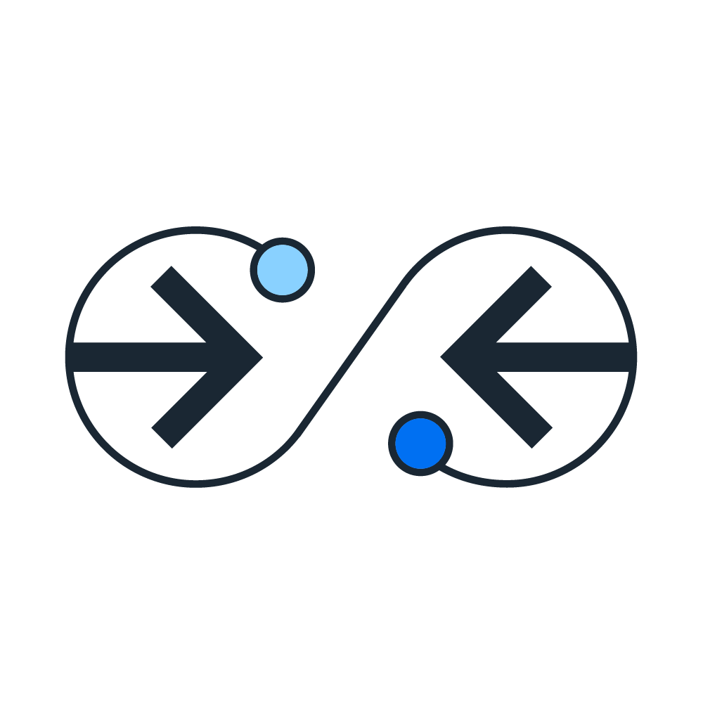 Arrows pointing at each other flow chart pictogram