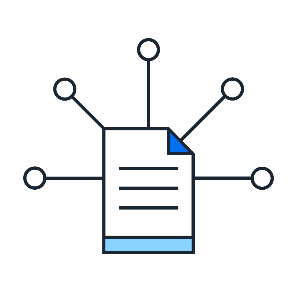Document with spokes pictogram