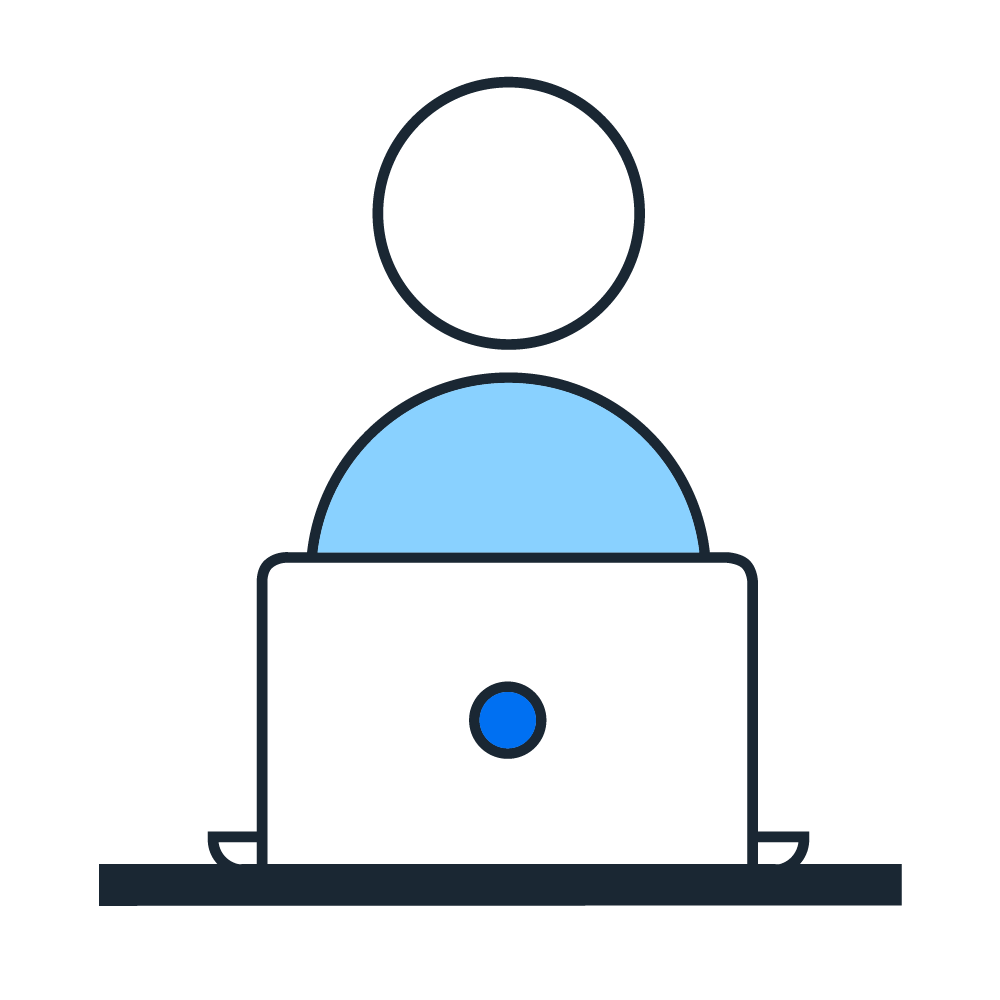 graphic of person on computer