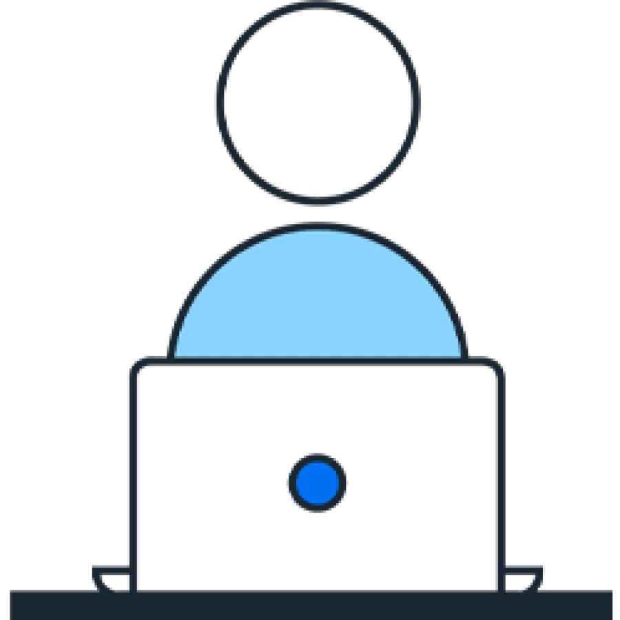 Person with computer pictogram