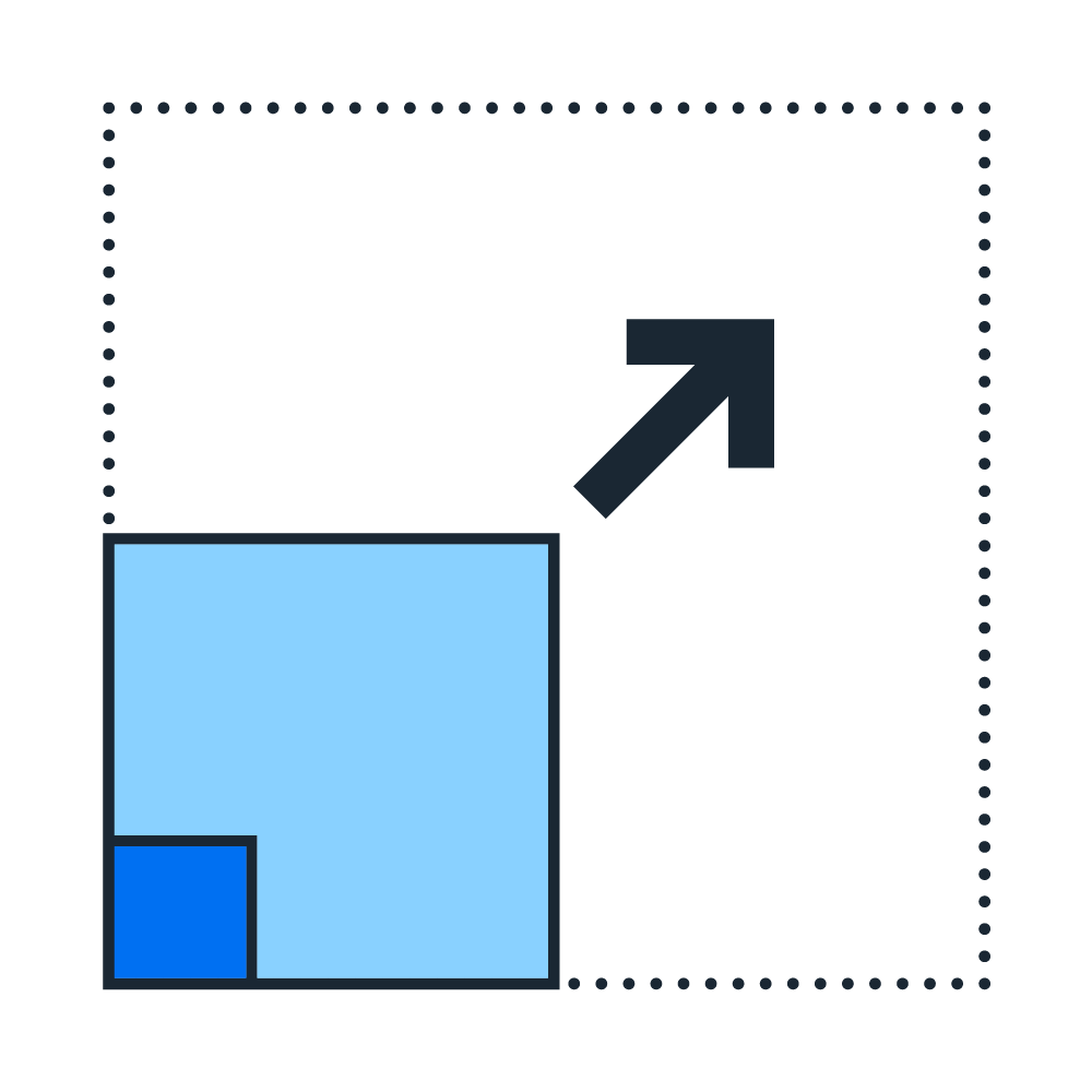 Growing squares pictogram
