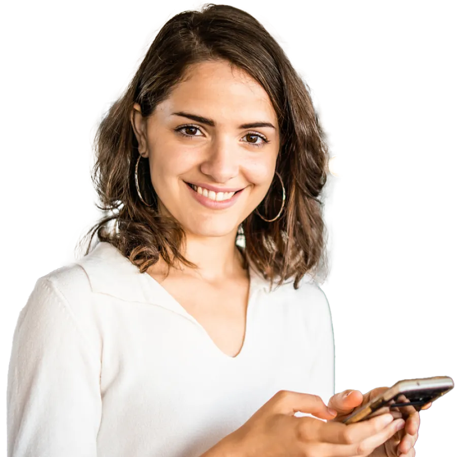 woman holding phone