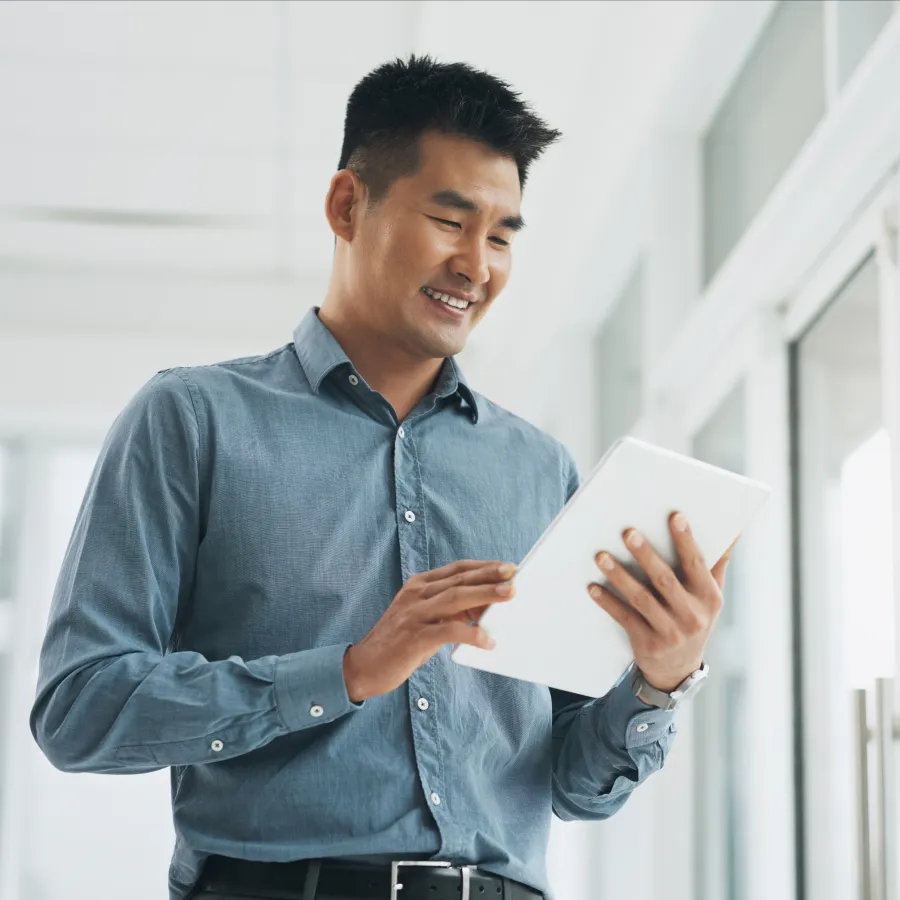 man using a tablet