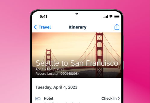 Screenshot of Concur Travel