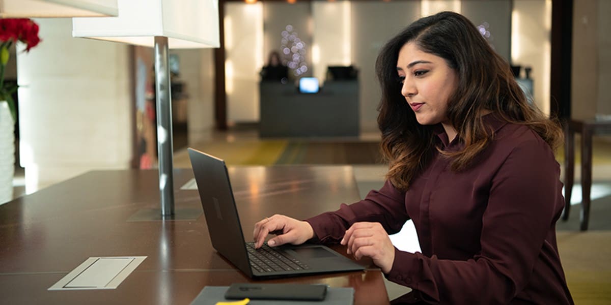 woman working on laptop