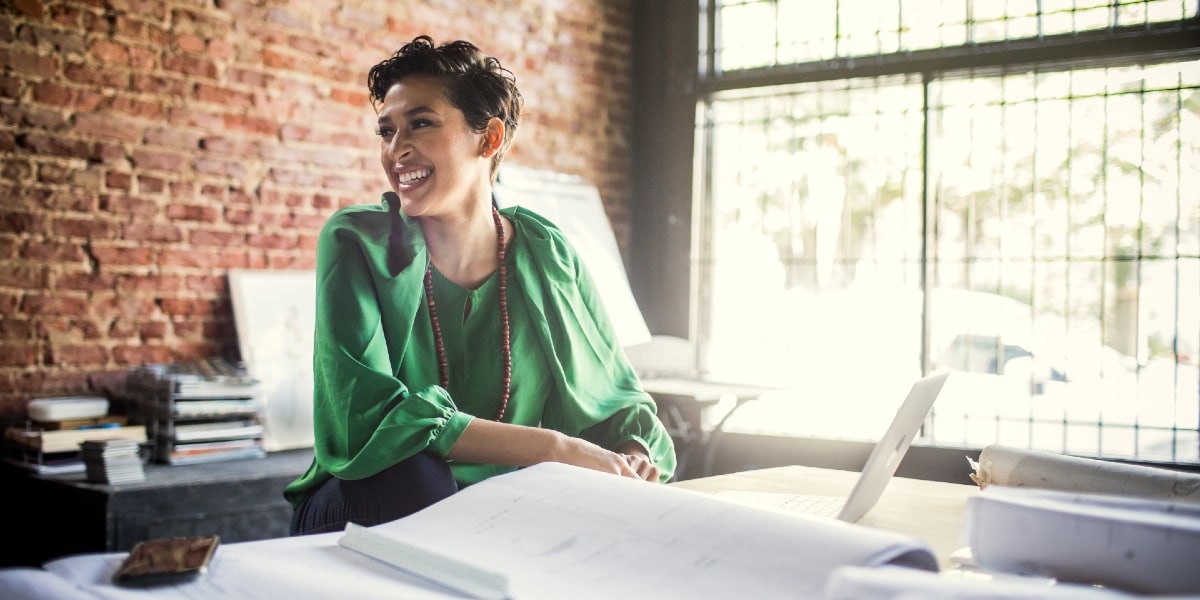 woman working at office desk